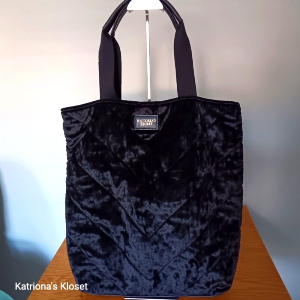 Victoria's Secret Black Velvet Tote